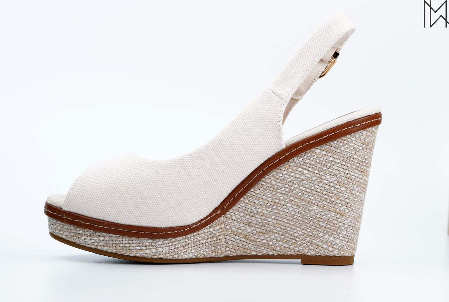 beige wedges woman