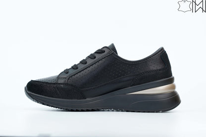 Black Gold Leather Sneakers