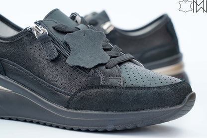 Black Gold Leather Sneakers