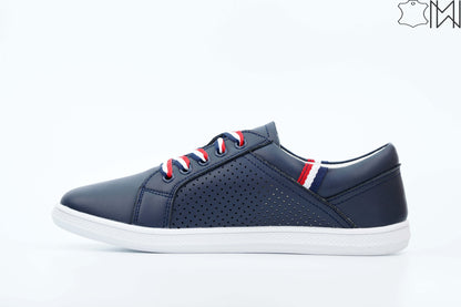 Navy Leather Sneakers