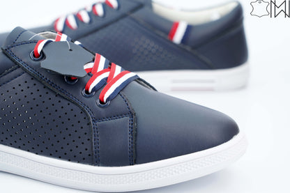 Navy Leather Sneakers